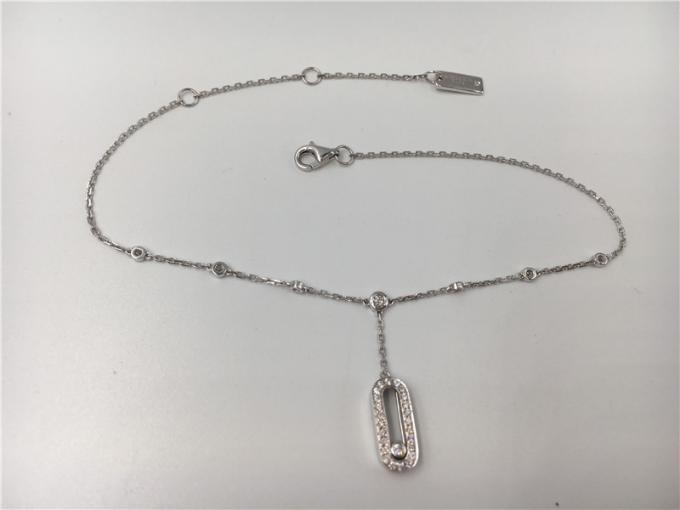 Elegant 18K White Gold Ankle Bracelets Simple Design With One Moving