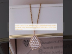 China Luxury Gold Jewelry Factory SerpeReal Gold Serpent Boheme Long Necklace Large Motif With Brooch Pin Pave Diamonds