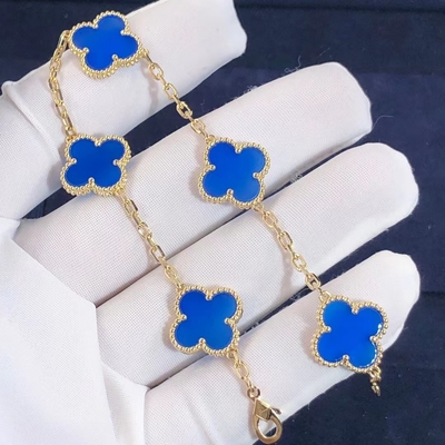 Van Cleef Arpels 18K Gold Bracelet Vintage Alhambra 5 Motifs