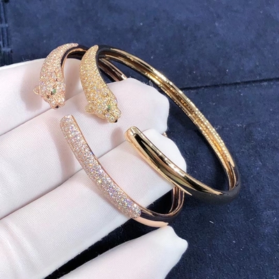 Women'S Cartier Panther Bracelet 18K Yellow/Rose/White Gold Real Natural VS Diamonds