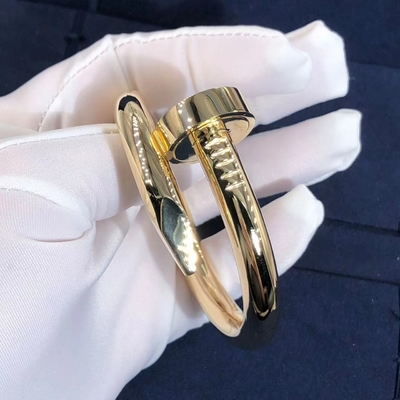 18K Rose Gold Car Tier Juste Un Clou Bracelet Size 17 Large Model For Women'S