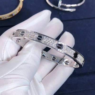 High End Jewelry 18K Gold Car Tier LOVE Bracelet Diamond Paved For Women'S