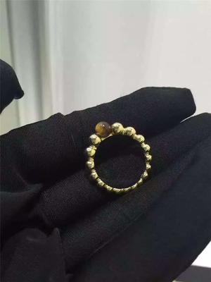 Women'S Engagement Yellow 18K Gold Ring Round Shape With Tiger'S Eye Stone