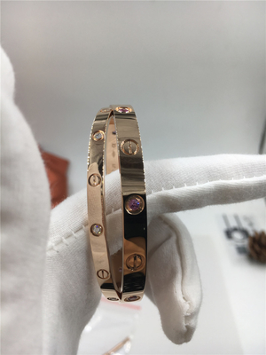 Women'S Rose Gold Luxury Diamond Jewelry  Love Bracelet With Six Pink Sapphires