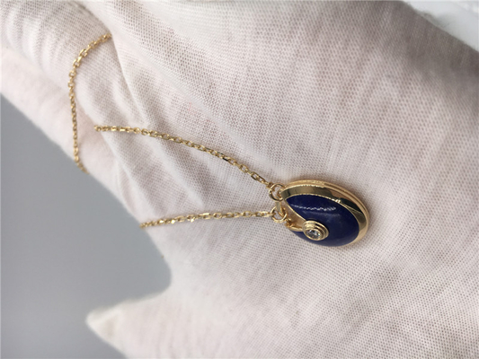 Dark Blue Lapis Lazuli  Luxury Gold Jewelry 18K Real Gold Chains With Pendants