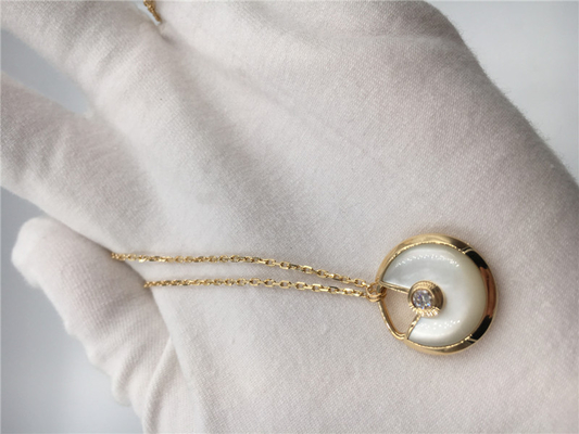 Small Model  Amulette Necklace 18K Yellow Gold With White Mother Of Pearl