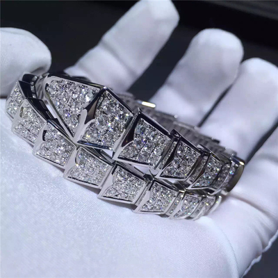 Full Pavé Diamonds Serpenti Luxury Jewelry Bracelet 18K White Gold