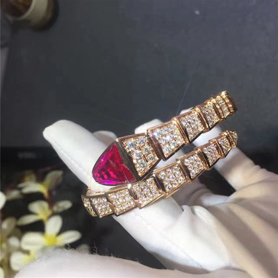 Luxury Jewelry Serpenti Bracelet BR856126 With Rubellite Head , Diamond Bangle Bracelet 18K