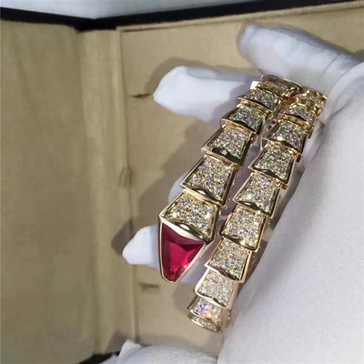Luxury Jewelry Serpenti Bracelet BR856126 With Rubellite Head , Diamond Bangle Bracelet 18K