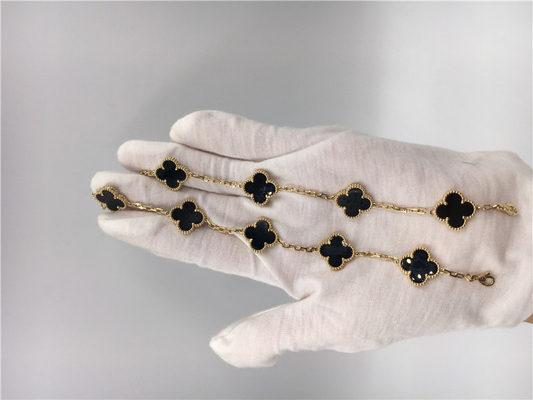 Women'S Vintage Alhambra 18K Gold Jewelry Handmade With Onyx No Diamond