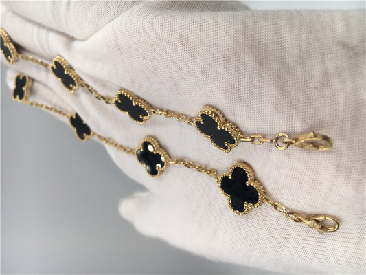 Women'S Vintage Alhambra 18K Gold Jewelry Handmade With Onyx No Diamond