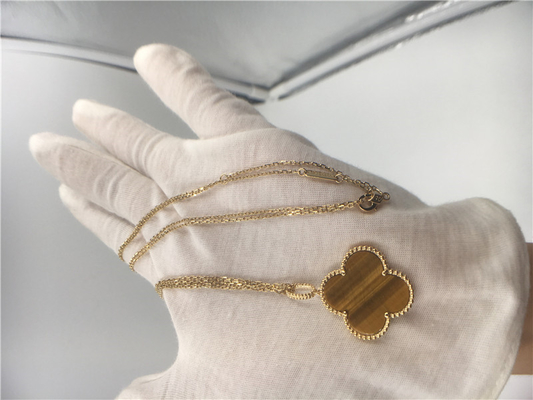 Custom Handmade Ladies 18K Gold Necklace With Bois D’Amourette / Brown Gemstone
