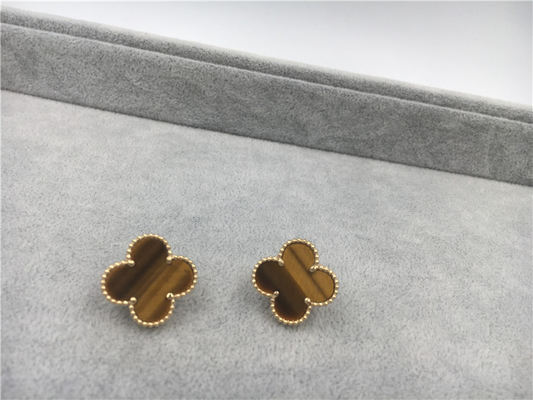 Van Cleef Arpels Vintage Alhambra earrings 18k yellow gold with bois d’amourette