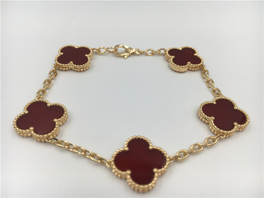 Customized Vintage 18k Rose Gold Bracelet Van Cleef Arpels With Red Carnelian