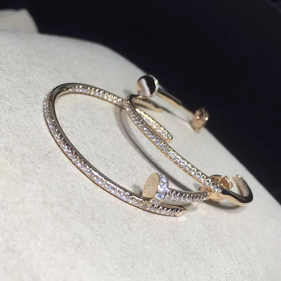 Women'S High End Custom Jewelry  Nail Earrings 18k White Gold With Diamond