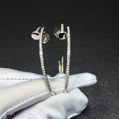 No Gemstone Juste Un Clou Earrings Nail Shape 18K White Gold With Diamonds