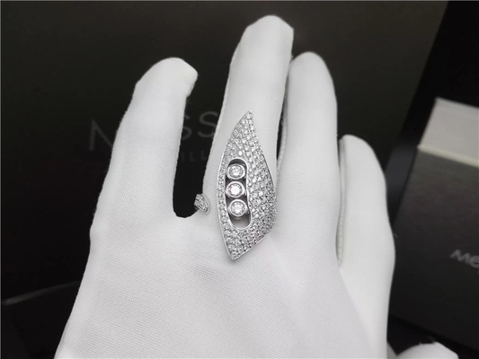 18K White Gold Diamond Rings , Women'S Wedding Engagement Rings With Horn Design