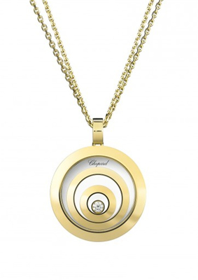 18K Gold Chopard Jewelry Happy Spirit Pendant Round Shape With Natural Diamonds