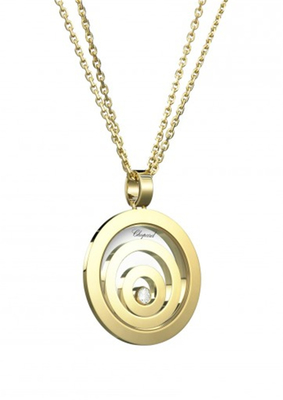 18K Gold Chopard Jewelry Happy Spirit Pendant Round Shape With Natural Diamonds