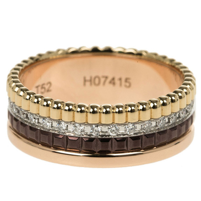 VS Diamond 18K Gold Jewellery Quatre Classic Small Ring With Diamonds Size 52
