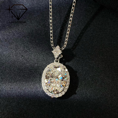 18K Gold Oval Lab Grown Diamond Pendant VVS1-VS1 0.3-3.0ct