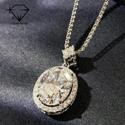 18K Gold Oval Lab Grown Diamond Pendant VVS1-VS1 0.3-3.0ct