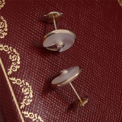 Xs Model Yellow Gold Amulette De Earrings Stud With White Mother Of Pearl