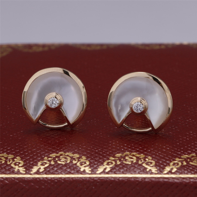 Xs Model Yellow Gold Amulette De Earrings Stud With White Mother Of Pearl