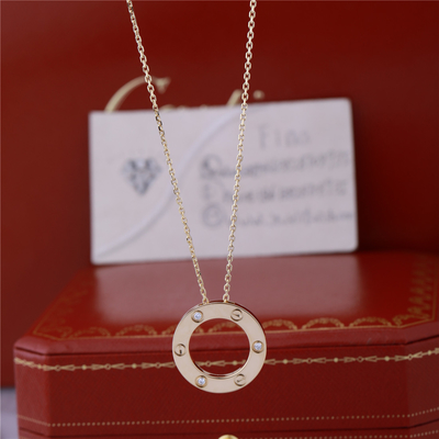 Classic Love Necklace with 3 Diamonds in 18K Yellow Gold iconic Symbol of Love Jewelry