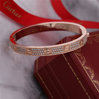 Full Diamond Love Bangle Classic Jewelry Love Bracelet Full Diamond-paved in 18K Pink Gold