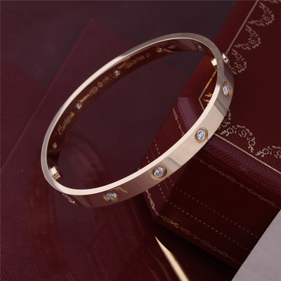 New York Classic Love Bangle 10 Diamonds Love Bracelet Thick Model in 18K Yellow Gold Luxury Jewelry