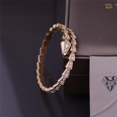 18K Yellow Gold Snake Bracelet Serpenti Viper One Coil Thin Bracelet