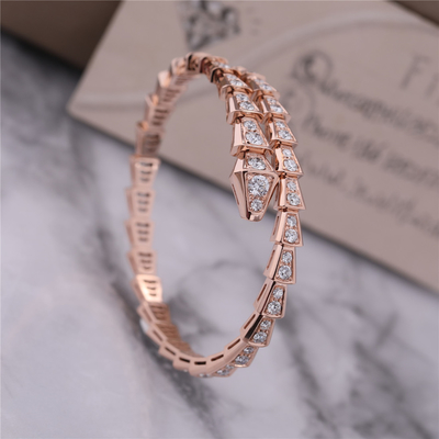 Luxury Closet Rose Gold Bracelet Serpenti Viper one-coil full diamond Snake Bangle 353792