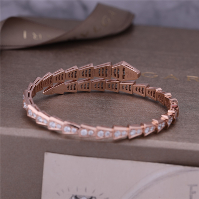 Luxury Closet Rose Gold Bracelet Serpenti Viper one-coil full diamond Snake Bangle 353792