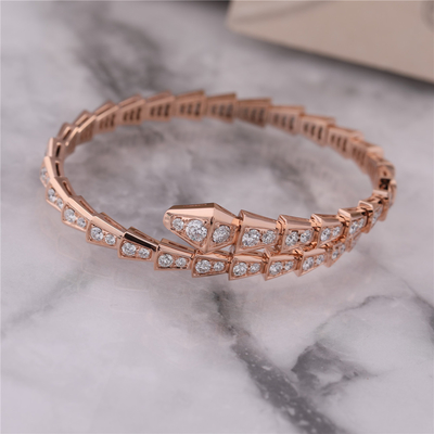 Luxury Closet Rose Gold Bracelet Serpenti Viper one-coil full diamond Snake Bangle 353792