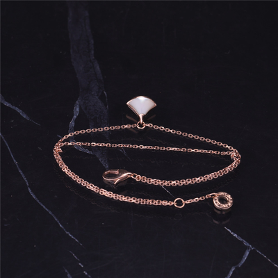 1 Motif White Mother Pearl Bracelet Rose Gold With 18K Rose Gold Pendant