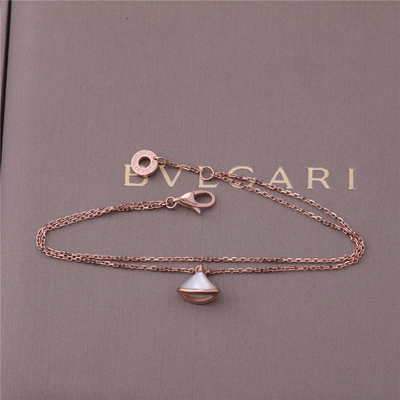 1 Motif White Mother Pearl Bracelet Rose Gold With 18K Rose Gold Pendant