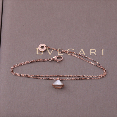 1 Motif White Mother Pearl Bracelet Rose Gold With 18K Rose Gold Pendant