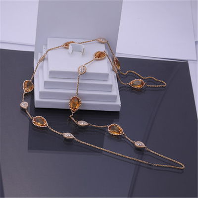 Luxury Gold Jewelry Real Gold Replica Serpent Boheme Long Necklace 16 Motifs With Diamonds And Citrins Ref JCL01018