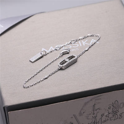 5mm Width Paris Jewelry Luxury Jewelry Move Uno Pave Diamond Bracelet White Gold