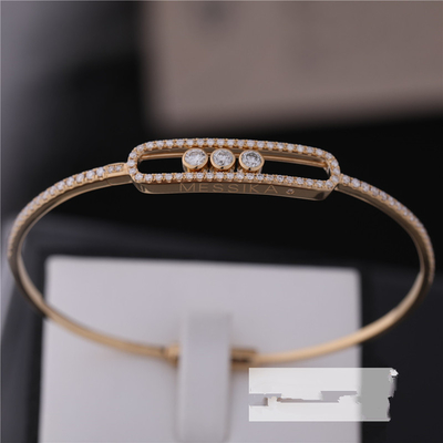 Thin Bangle Diamond Bracelet In 18K Yellow Gold Size S 15-15.5cm