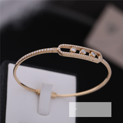 Thin Bangle Diamond Bracelet In 18K Yellow Gold Size S 15-15.5cm