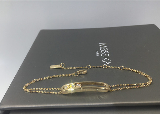 Large Size Paris Jewelry 18k Yellow Gold Bracelet Dual Chain No Gemstone
