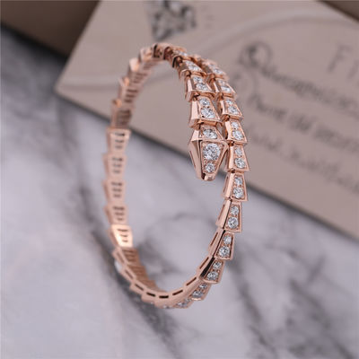 quality  Luxury Closet Rose Gold Bracelet Serpenti Viper one-coil full diamond Snake Bangle 353792 factory