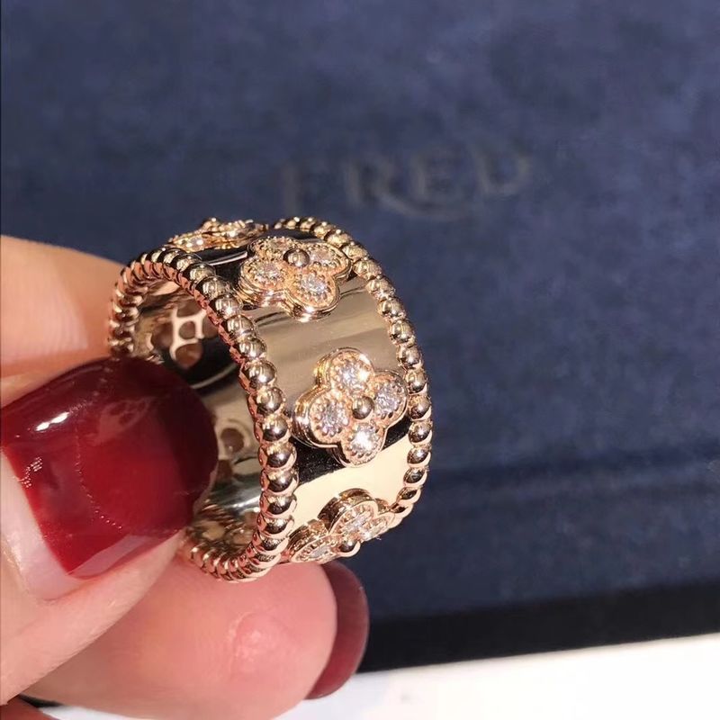 Quality Medium Model VCA Van Cleef Perlee Clover Ring 18k Gold Support Private Customization factory