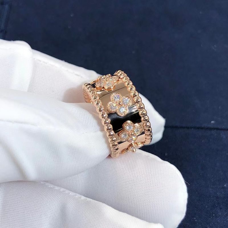 Quality Medium Model VCA Van Cleef Perlee Clover Ring 18k Gold Support Private Customization factory