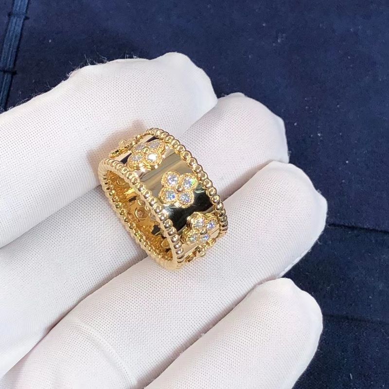 Quality Medium Model VCA Van Cleef Perlee Clover Ring 18k Gold Support Private Customization factory