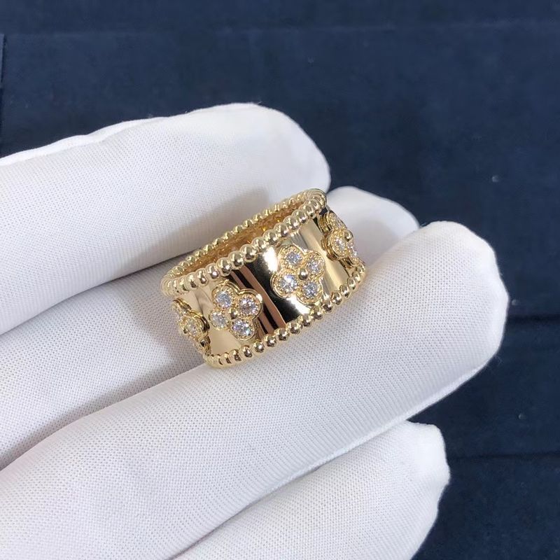 Quality Medium Model VCA Van Cleef Perlee Clover Ring 18k Gold Support Private Customization factory