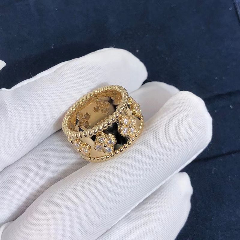 Quality Medium Model VCA Van Cleef Perlee Clover Ring 18k Gold Support Private Customization factory
