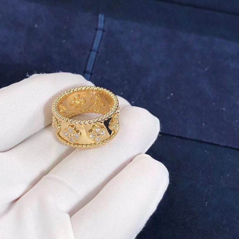 Quality Medium Model VCA Van Cleef Perlee Clover Ring 18k Gold Support Private Customization factory